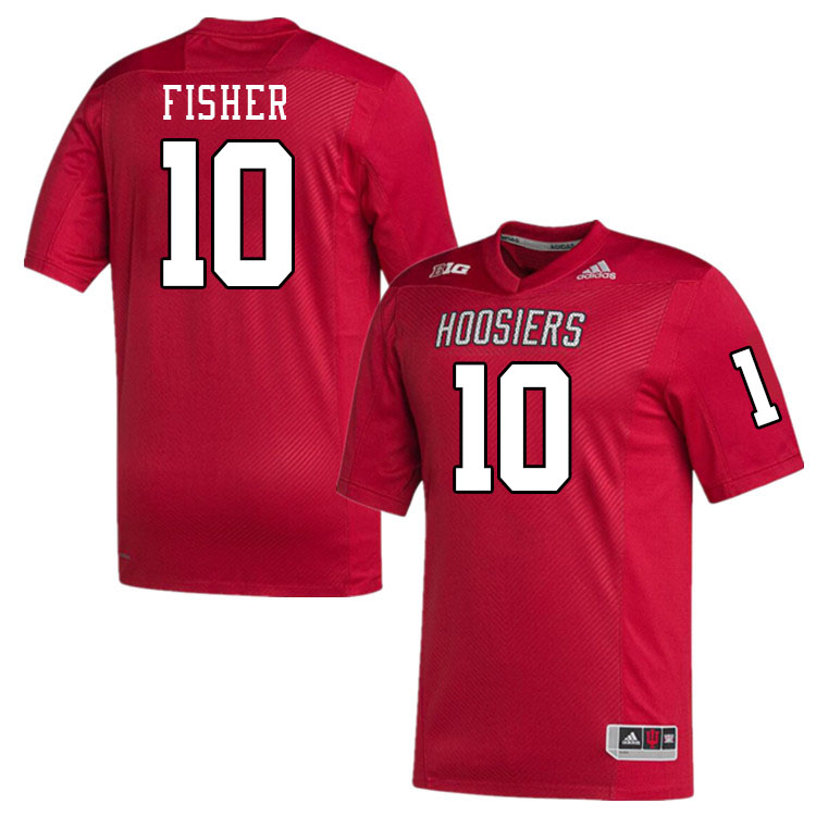 Men #10 Aiden Fisher Indiana Hoosiers College Football Jerseys Stitched-Crimson